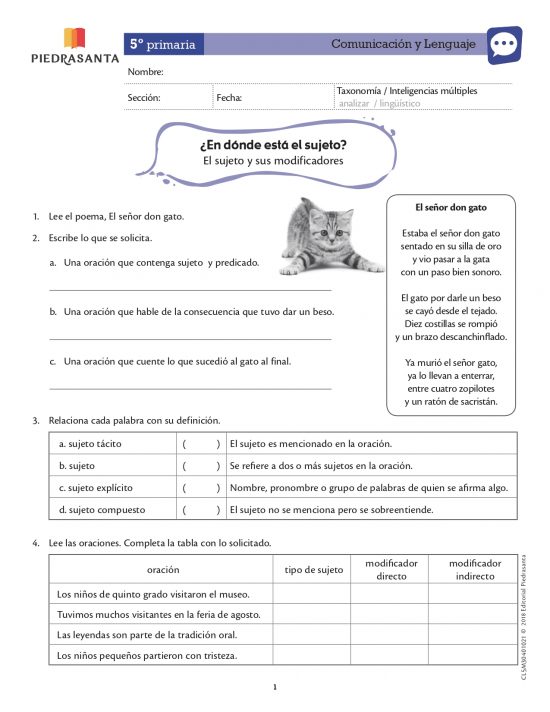¿En dónde está el sujeto?