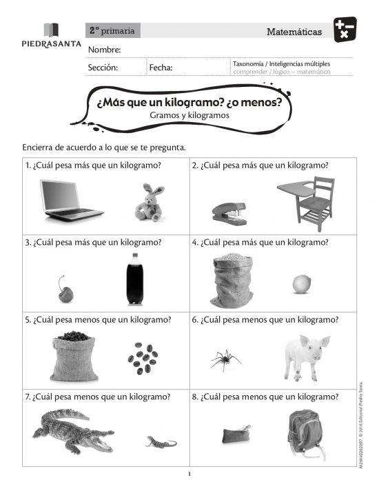 ¿Más de un kilogramo? ¿o menos?