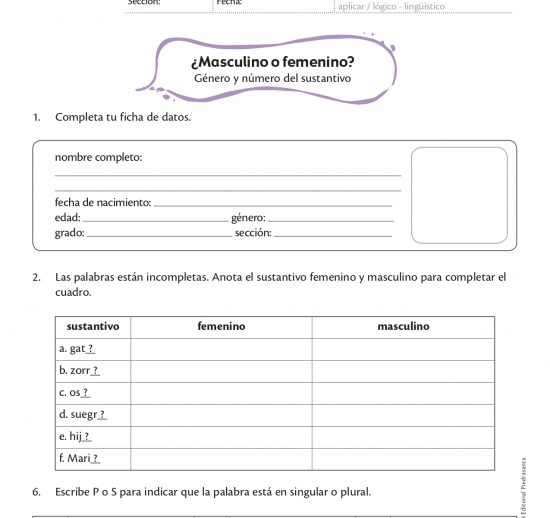 ¿Masculino o femenino?