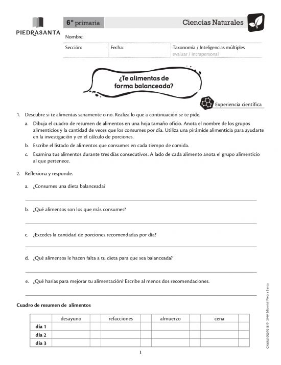 ¿Te alimentas de forma balanceada?