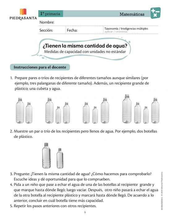 ¿Tienen la misma cantidad de agua?