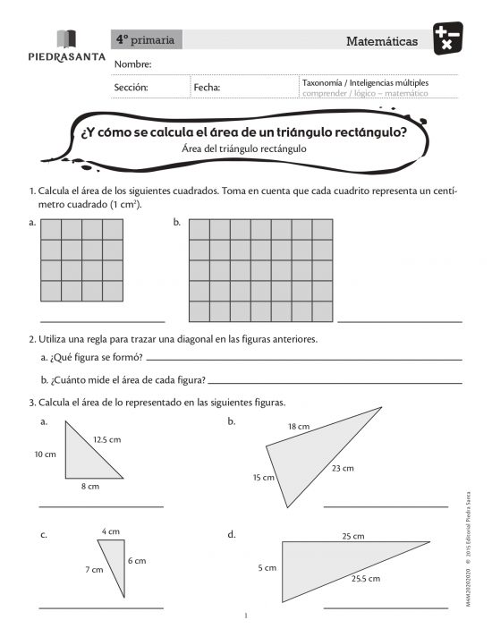 ¿Y cómo se calcula el área de un triángulo rectángulo?