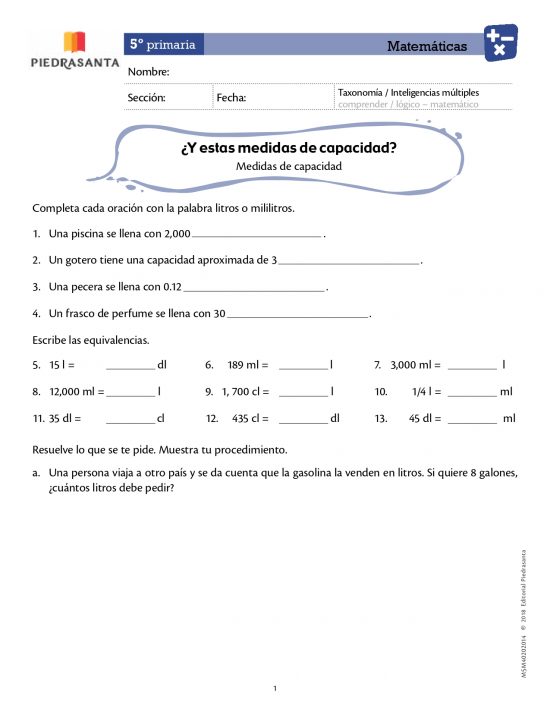 ¿Y estas medidas de capacidad?